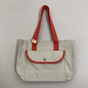 Vintage Mini Canvas Tote Bag Cream Orange - New with Tags - Trader Joes Style